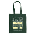 E.PELLICCI CAFE FRONT SCREEN PRINTED TOTE BAG – BOTTLE GREEN