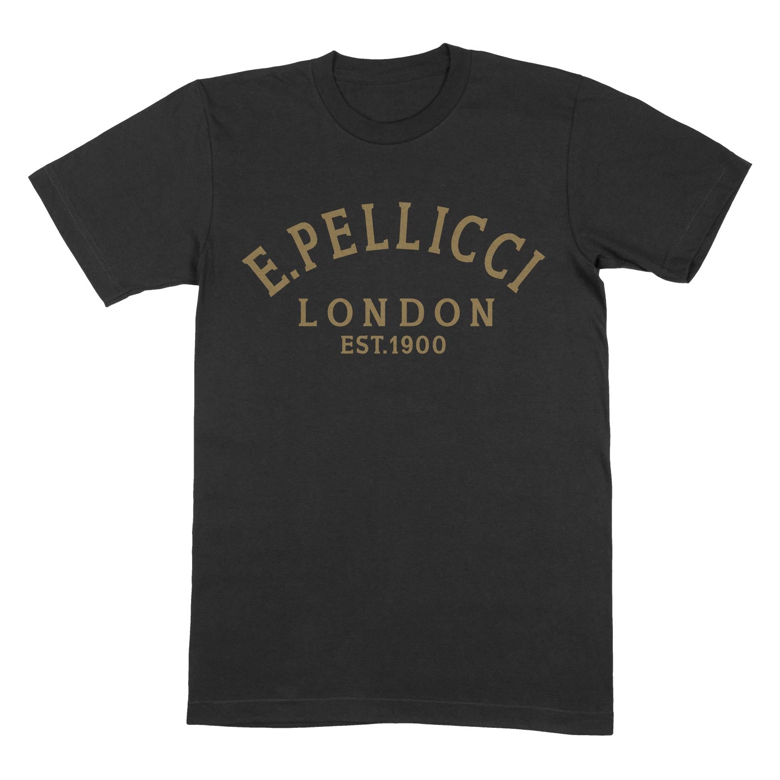 PELLICCI LOGO T SHIRT – BLACK WITH GOLD LOGO