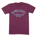 PELLICCI LOGO T SHIRT – CLARET WITH LIGHT BLUE LOGO