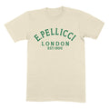 PELLICCI LOGO T SHIRT – CREAM WITH GREEN LOGO