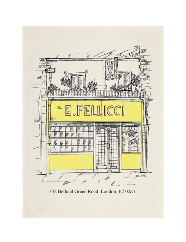 E.PELLICCI CAFE FRONT ILLUSTRATED TEA TOWEL
